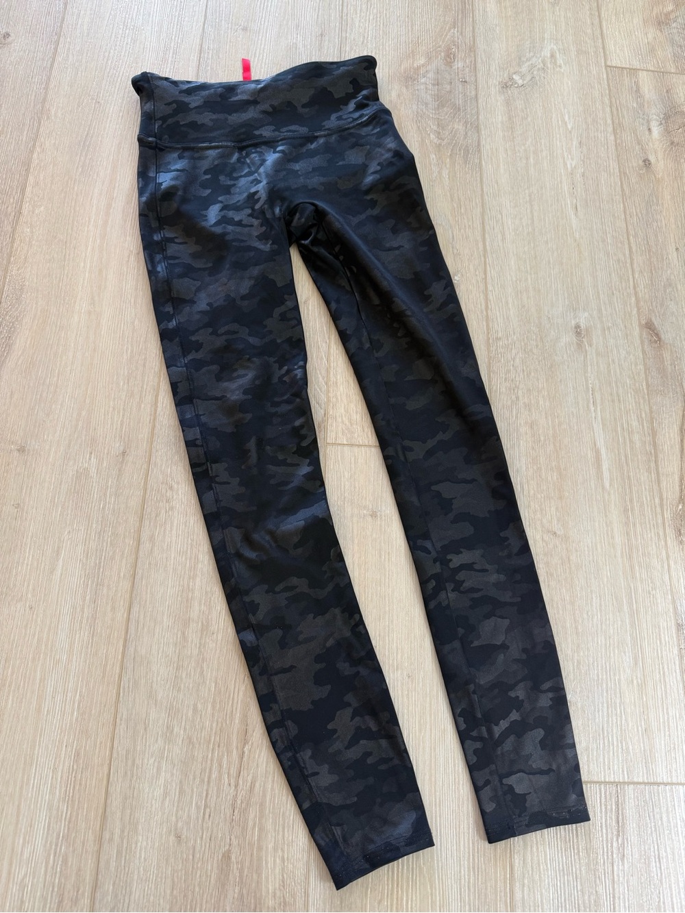 SPANX Black Camo Faux Leather Leggings S